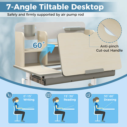 Kids Study Desk with Adjustable Height & Tilt Desktop