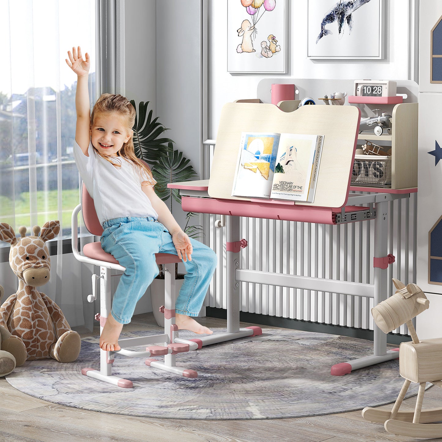Kids Study Desk with Adjustable Height & Tilt Desktop