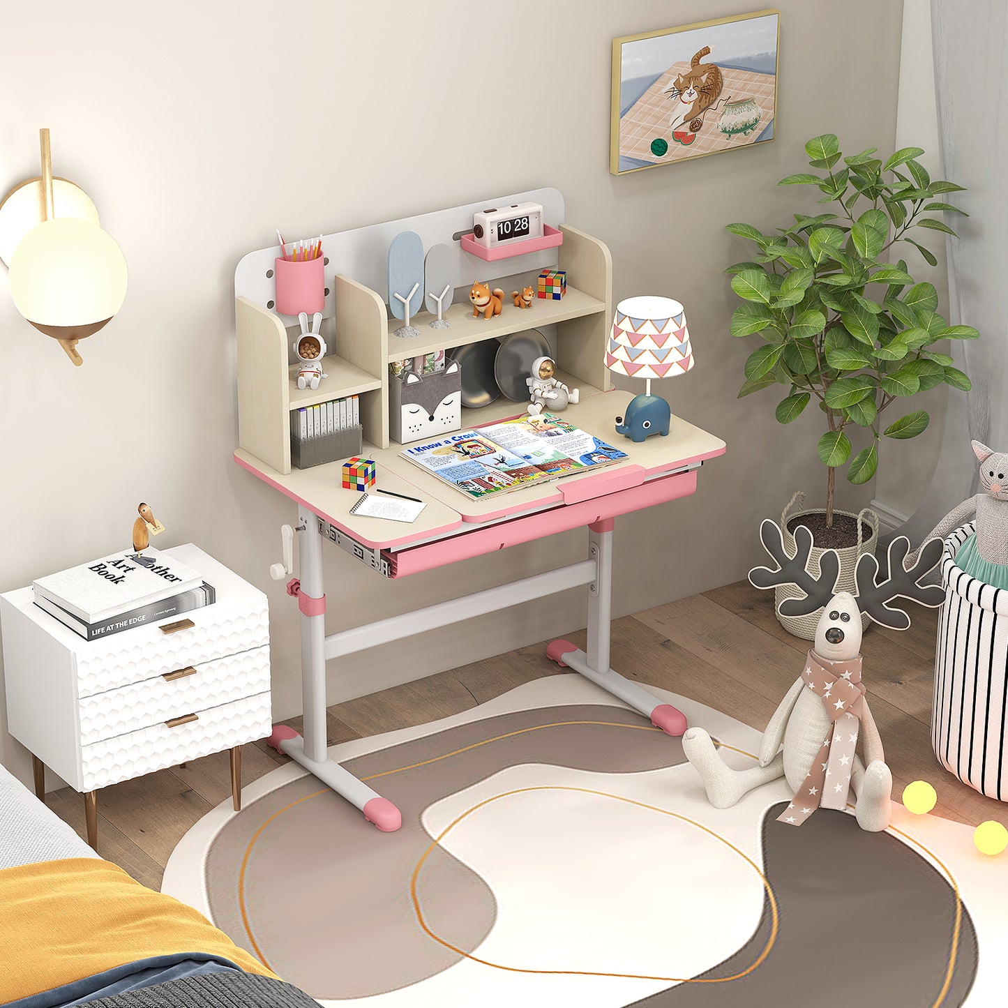 Kids Study Desk with Adjustable Height & Tilt Desktop