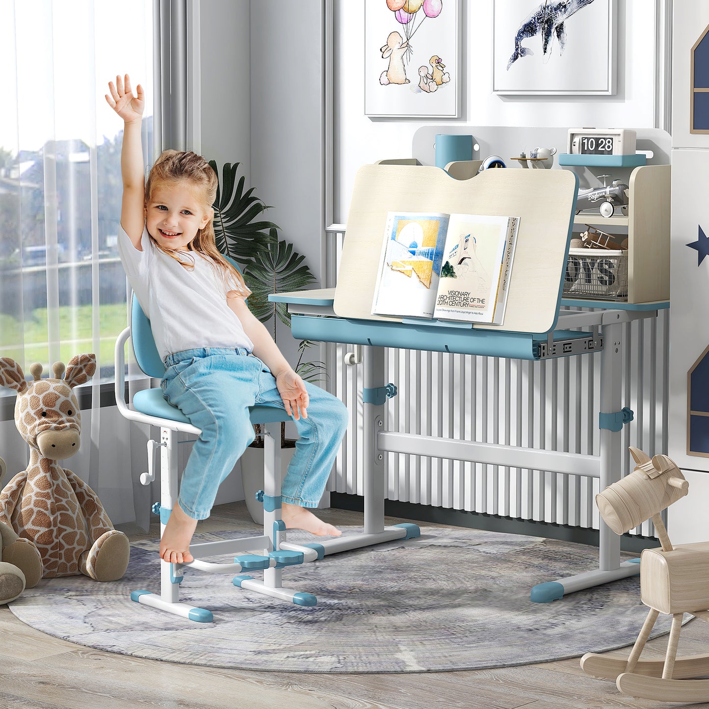 Kids Study Desk with Adjustable Height & Tilt Desktop