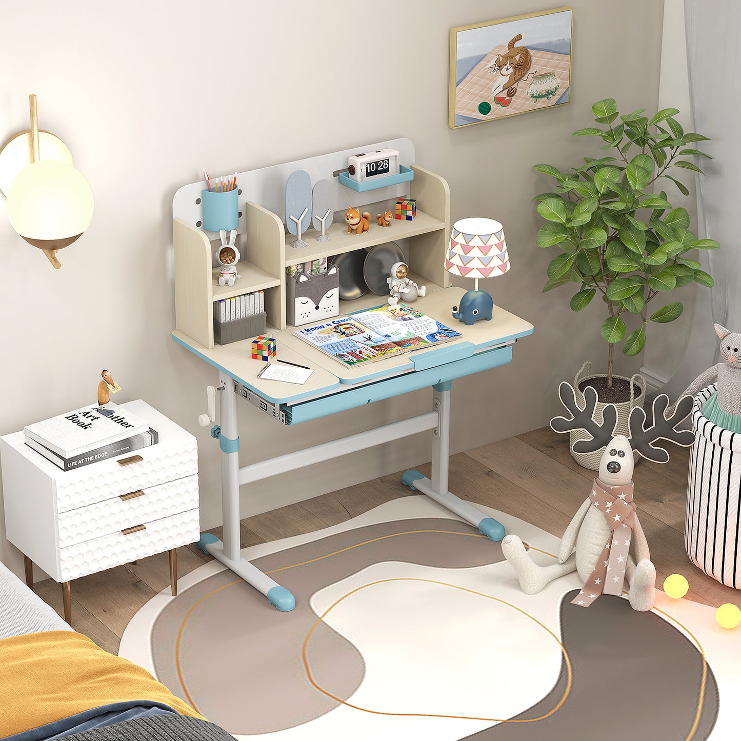 Kids Study Desk with Adjustable Height & Tilt Desktop