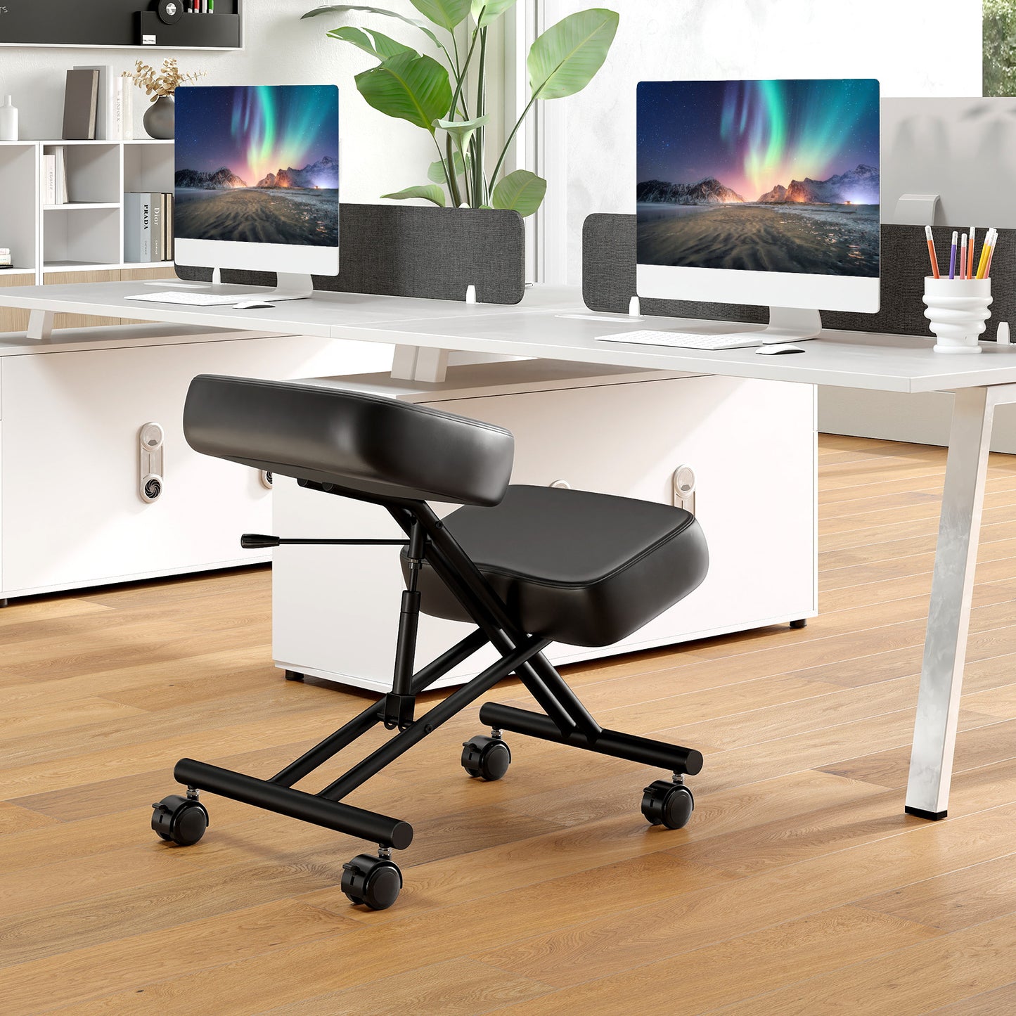 Height Adjustable Kneeling Chair with Cushioned Seat