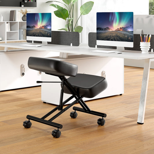 Height Adjustable Kneeling Chair with Cushioned Seat