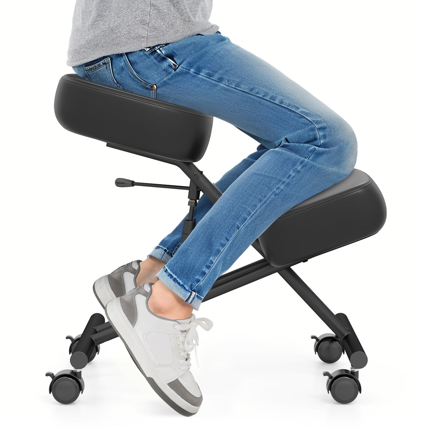 Height Adjustable Kneeling Chair with Cushioned Seat