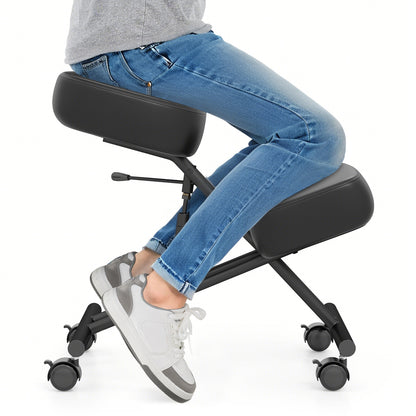 Height Adjustable Kneeling Chair with Cushioned Seat
