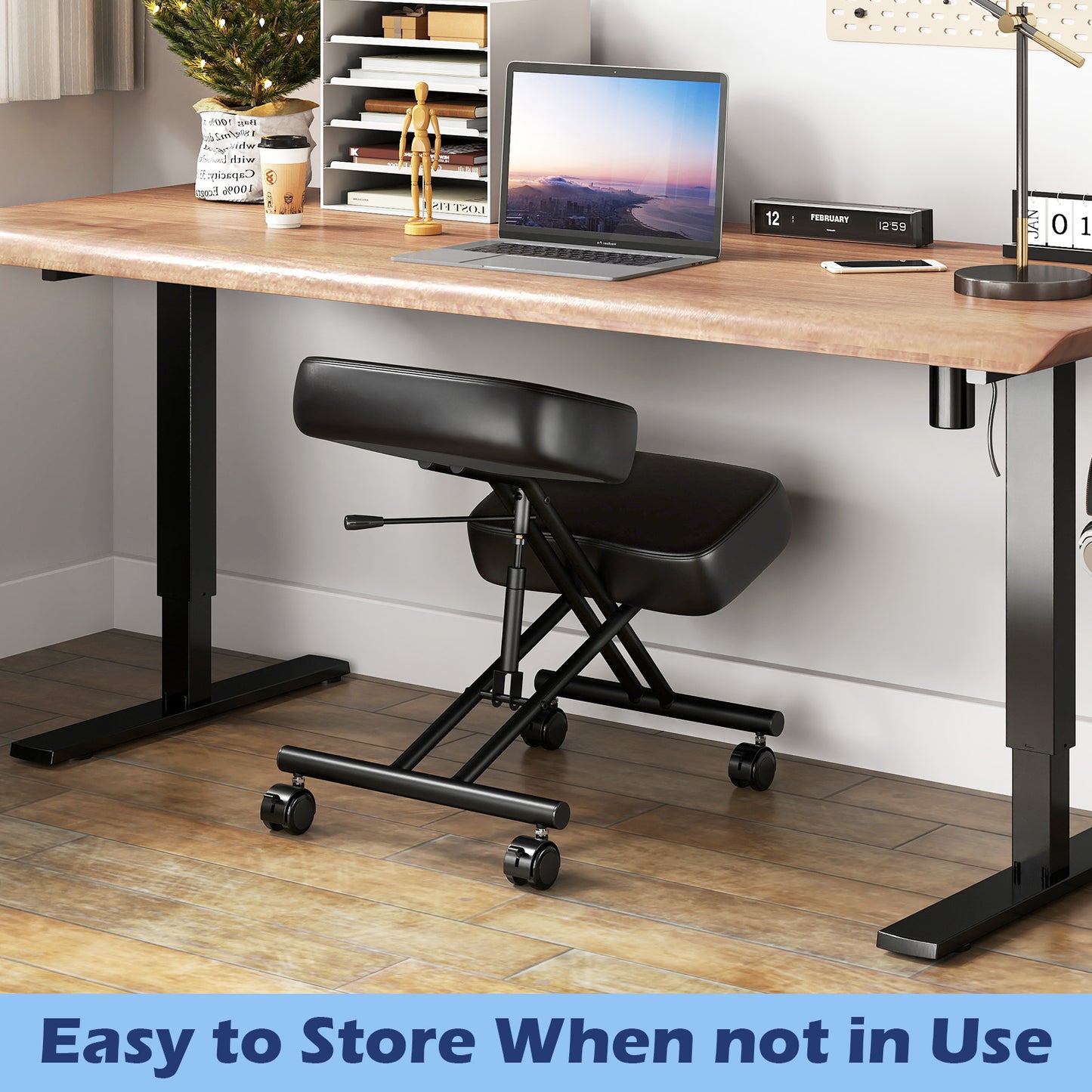 Height Adjustable Kneeling Chair with Cushioned Seat