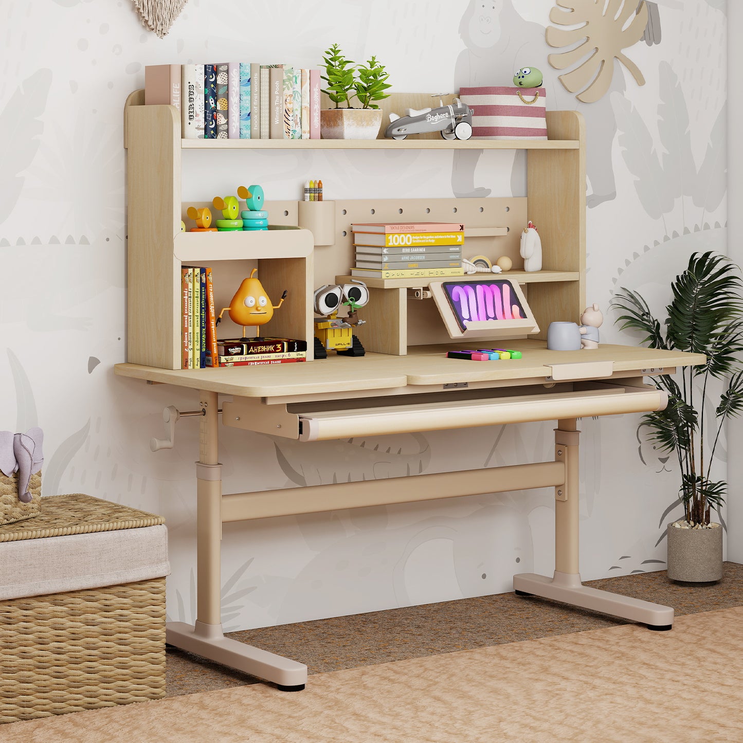 Height Adjustable Kids Study Desk with Tilting Desktop