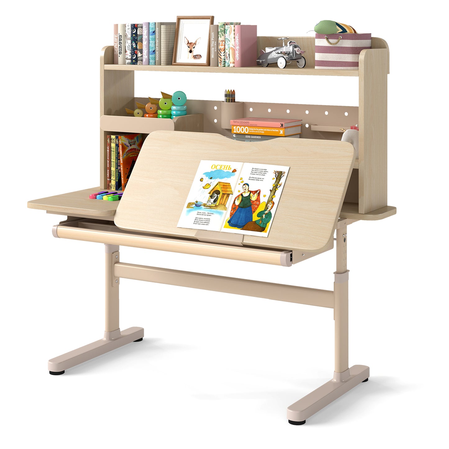 Height Adjustable Kids Study Desk with Tilting Desktop