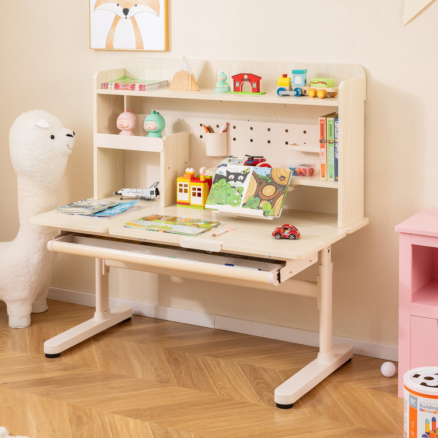 Height Adjustable Kids Study Desk with Tilting Desktop