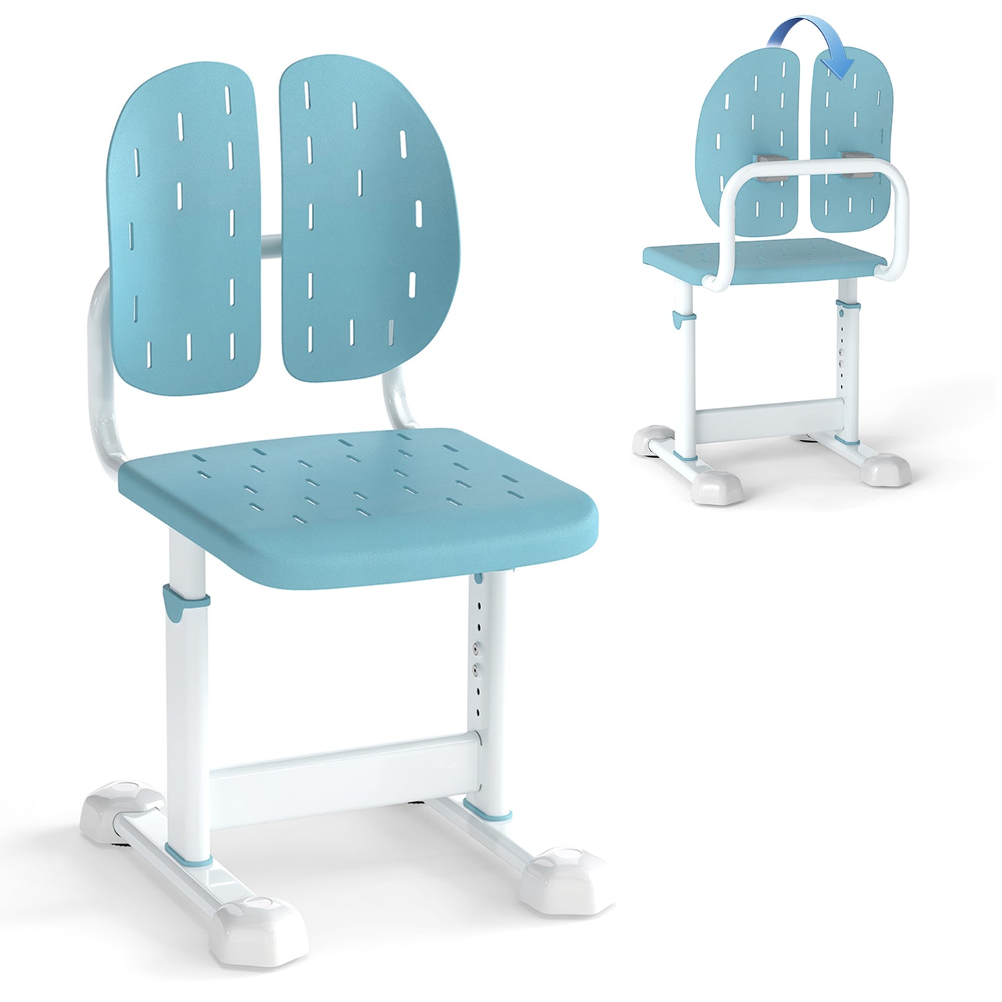 Height-Adjustable Kids Study Chair with Double Back Support