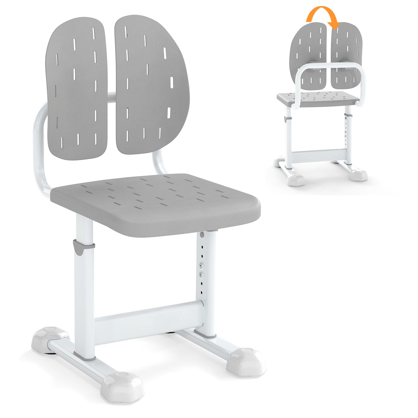 Height-Adjustable Kids Study Chair with Double Back Support