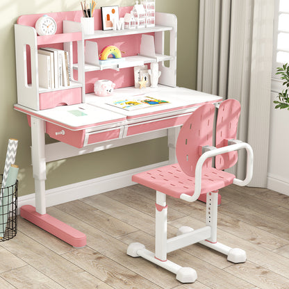 Height-Adjustable Kids Study Chair with Double Back Support