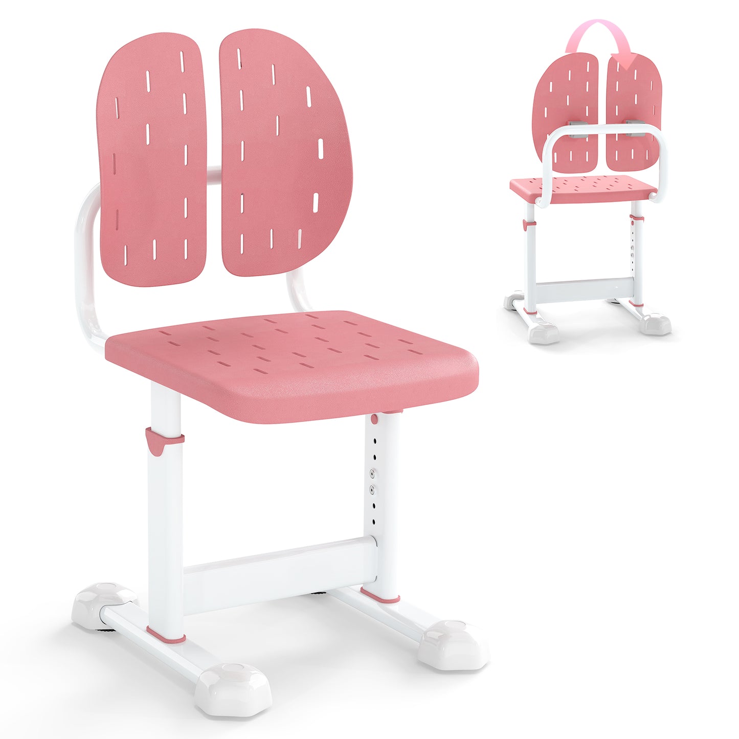 Height-Adjustable Kids Study Chair with Double Back Support