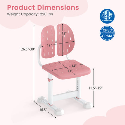 Height-Adjustable Kids Study Chair with Double Back Support