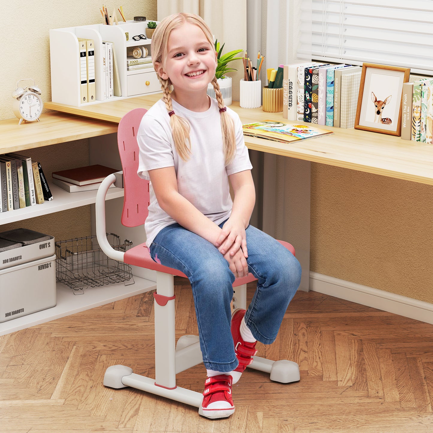 Height-Adjustable Kids Study Chair with Double Back Support