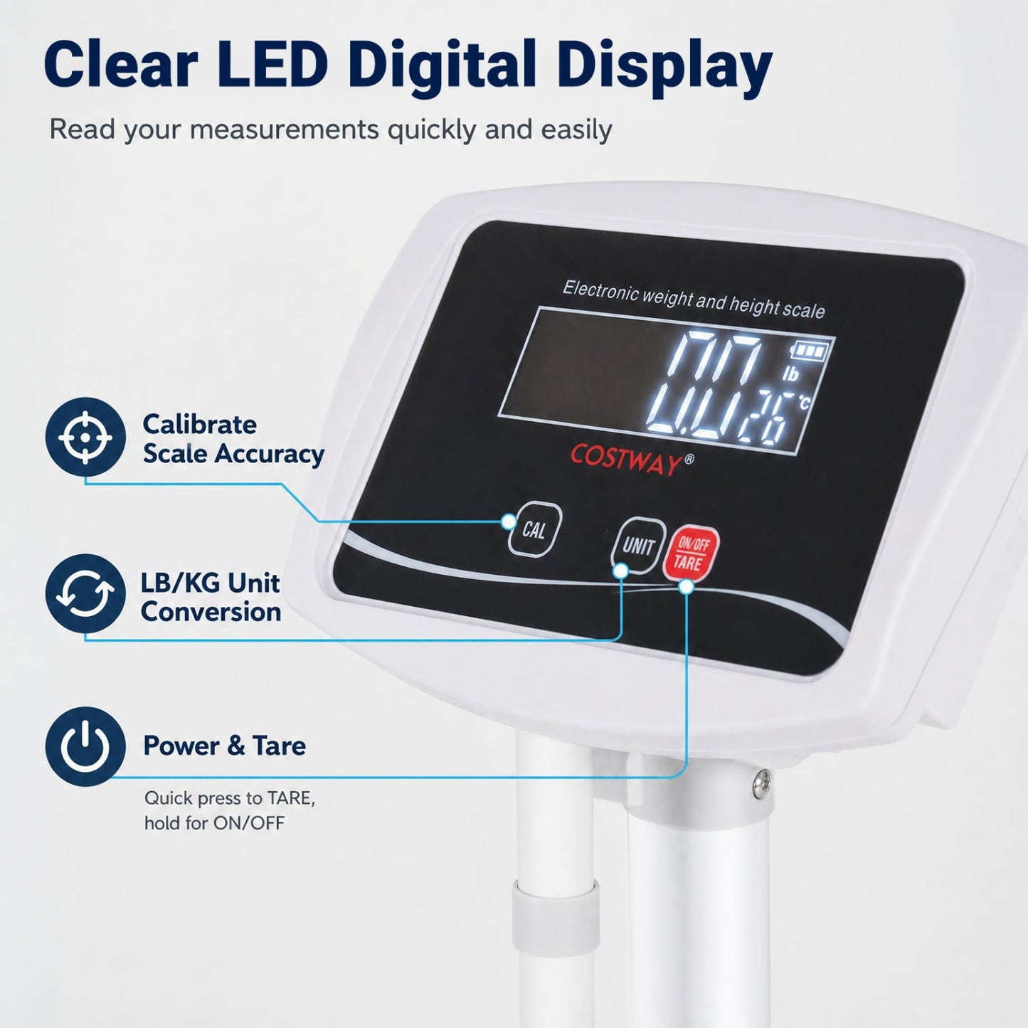 Digital Height and Weight Scale with LED Display 400 lbs