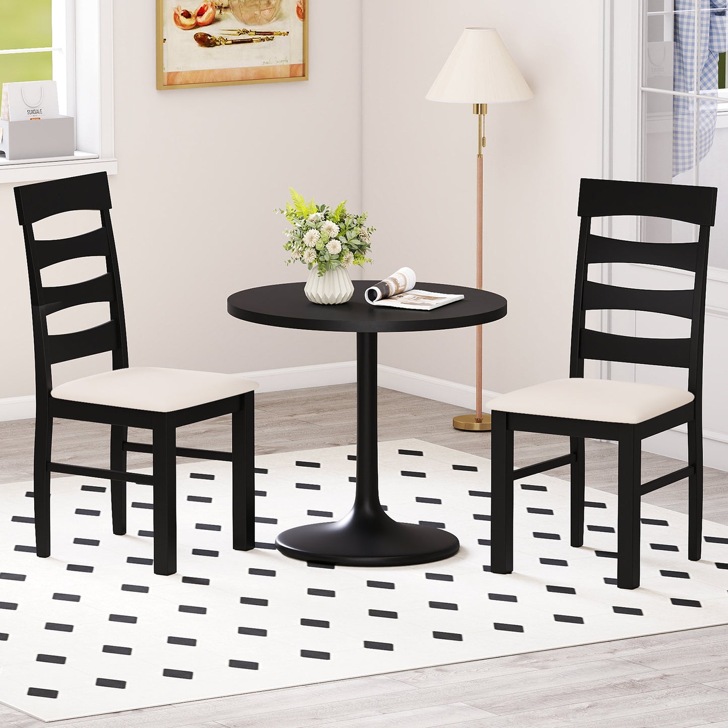 High Back Dining Chairs Set of 2 with Padded Seat
