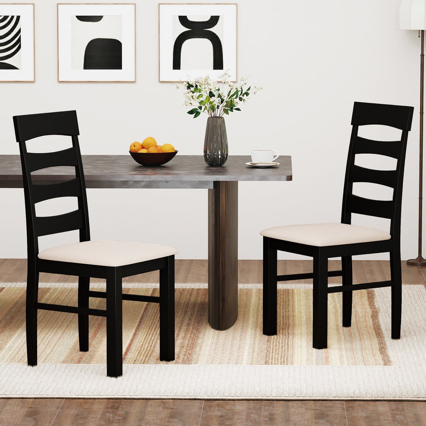 High Back Dining Chairs Set of 2 with Padded Seat