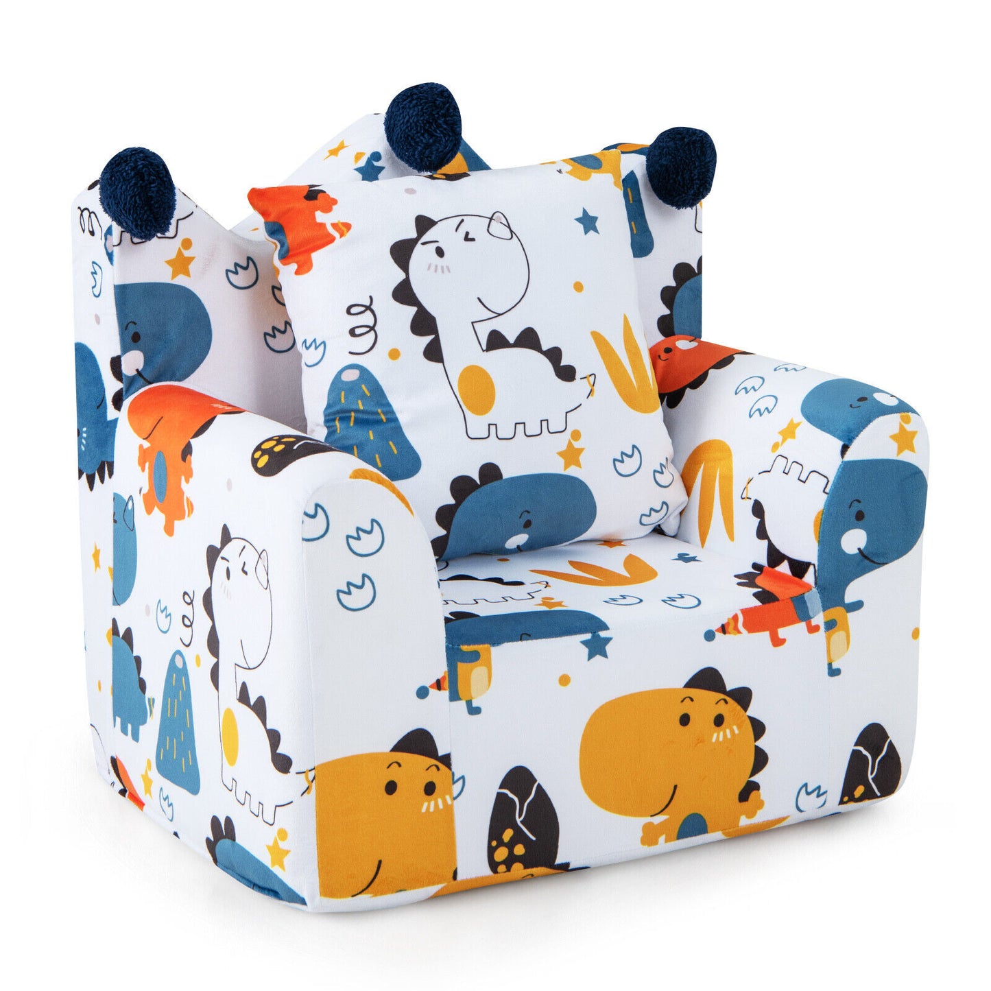 Kids Sofa Chair with Armrest and Pillow - Blue