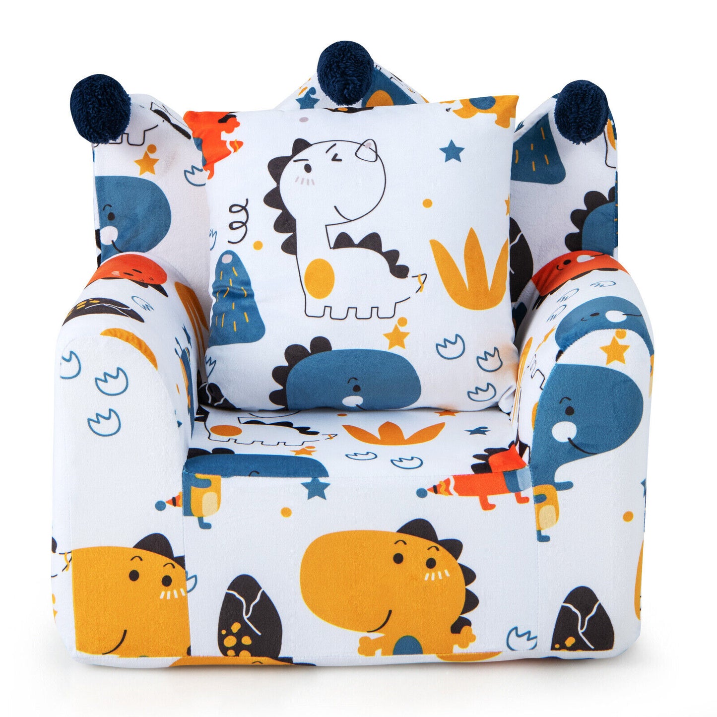 Kids Sofa Chair with Armrest and Pillow - Blue