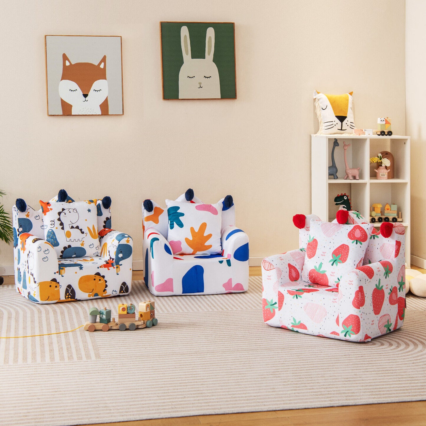 Kids Sofa Chair with Armrest and Pillow - Blue