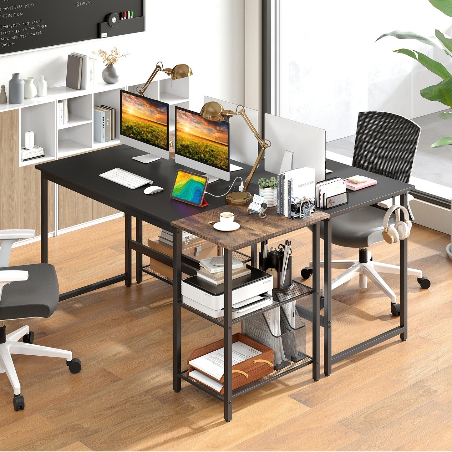 59 Inch Home Office Computer Desk with Removable Storage Shelves
