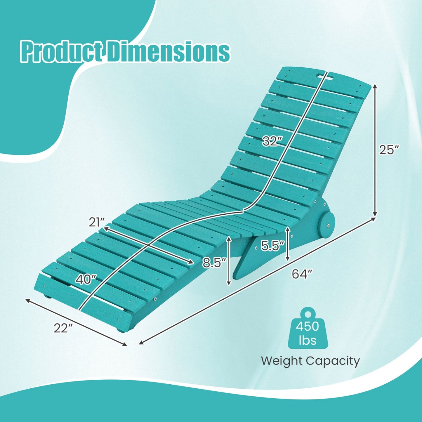 In-Pool Lounge Chair with Weighted Anti-Floating Design 450 LBS for Baja Shelf