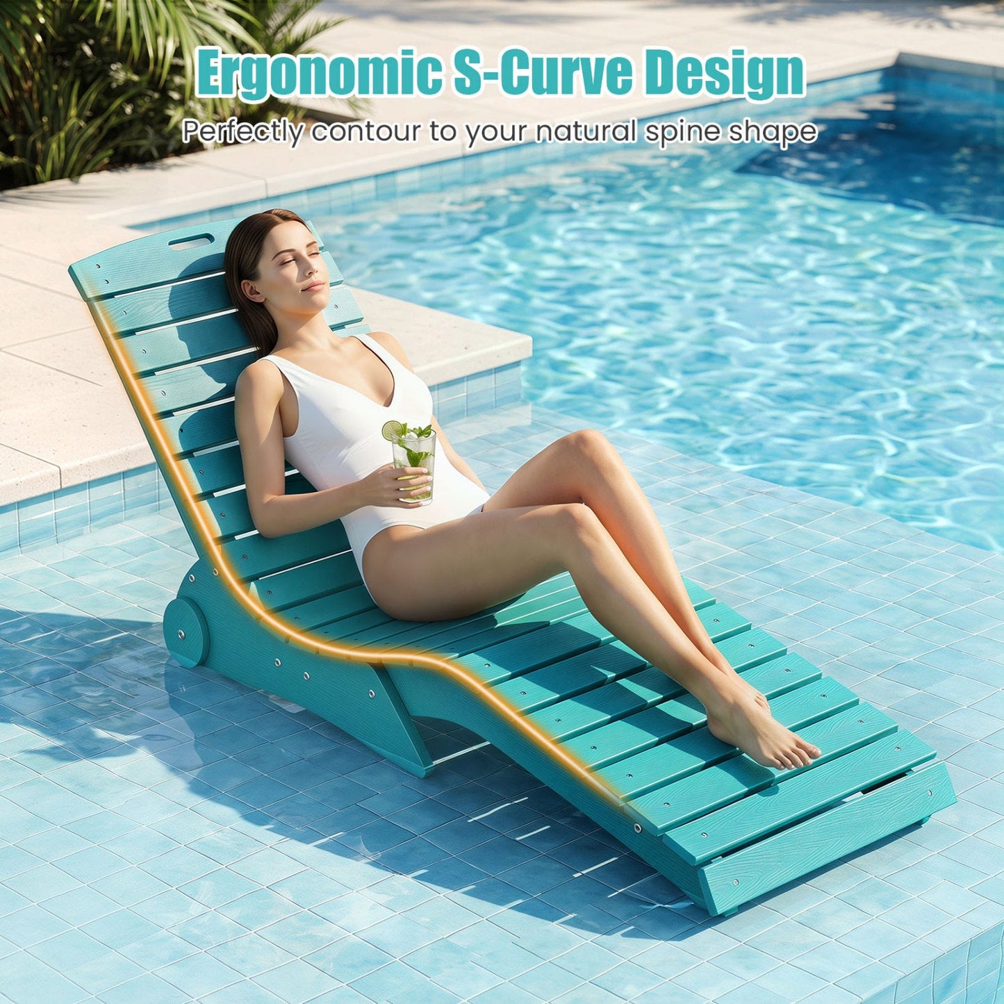 In-Pool Lounge Chair with Weighted Anti-Floating Design 450 LBS for Baja Shelf