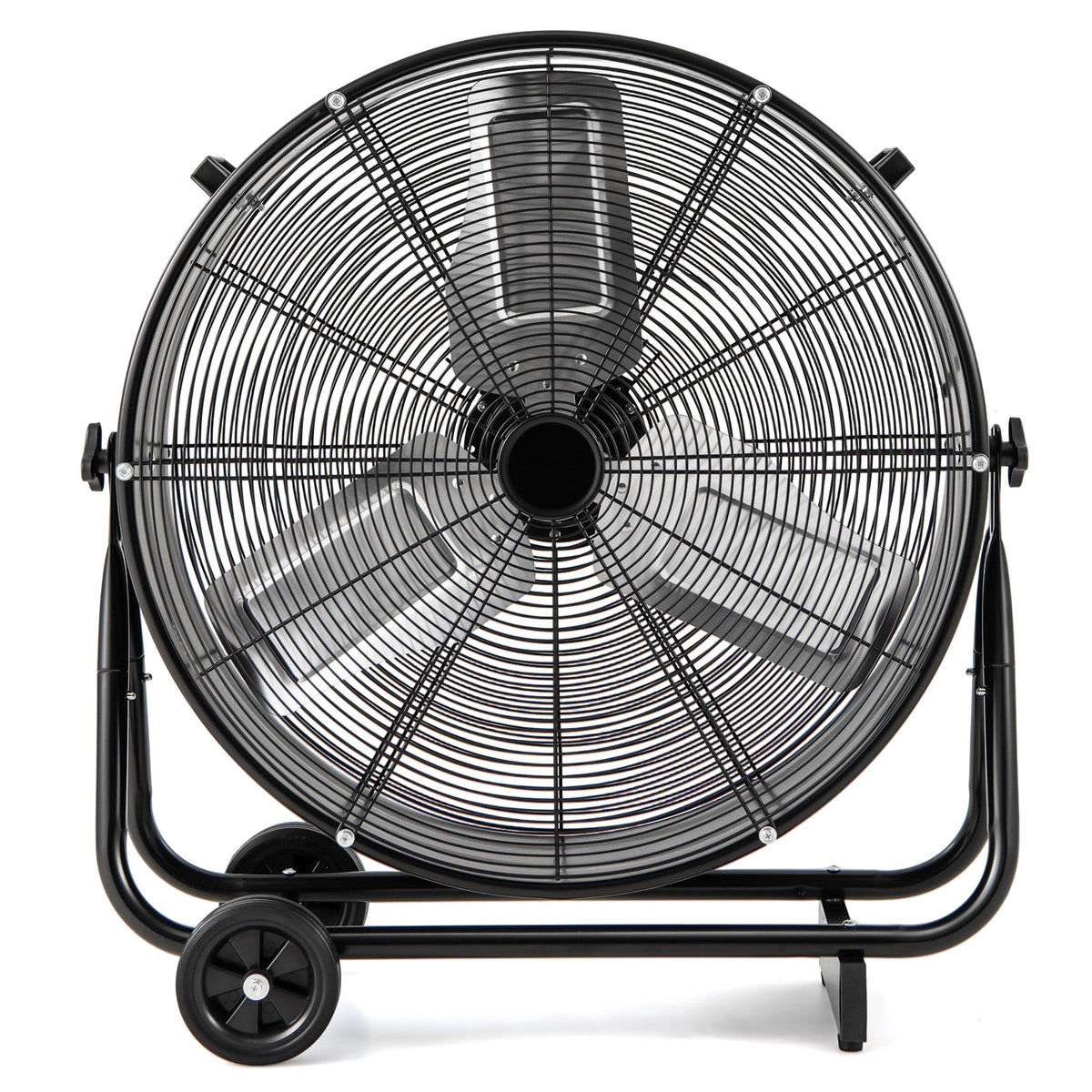 Industrial Drum Fan with 2 Wheels and 360-Degree Adjustable Tilt-Black