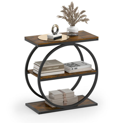 3-Tier Industrial Side Table with Metal Frame