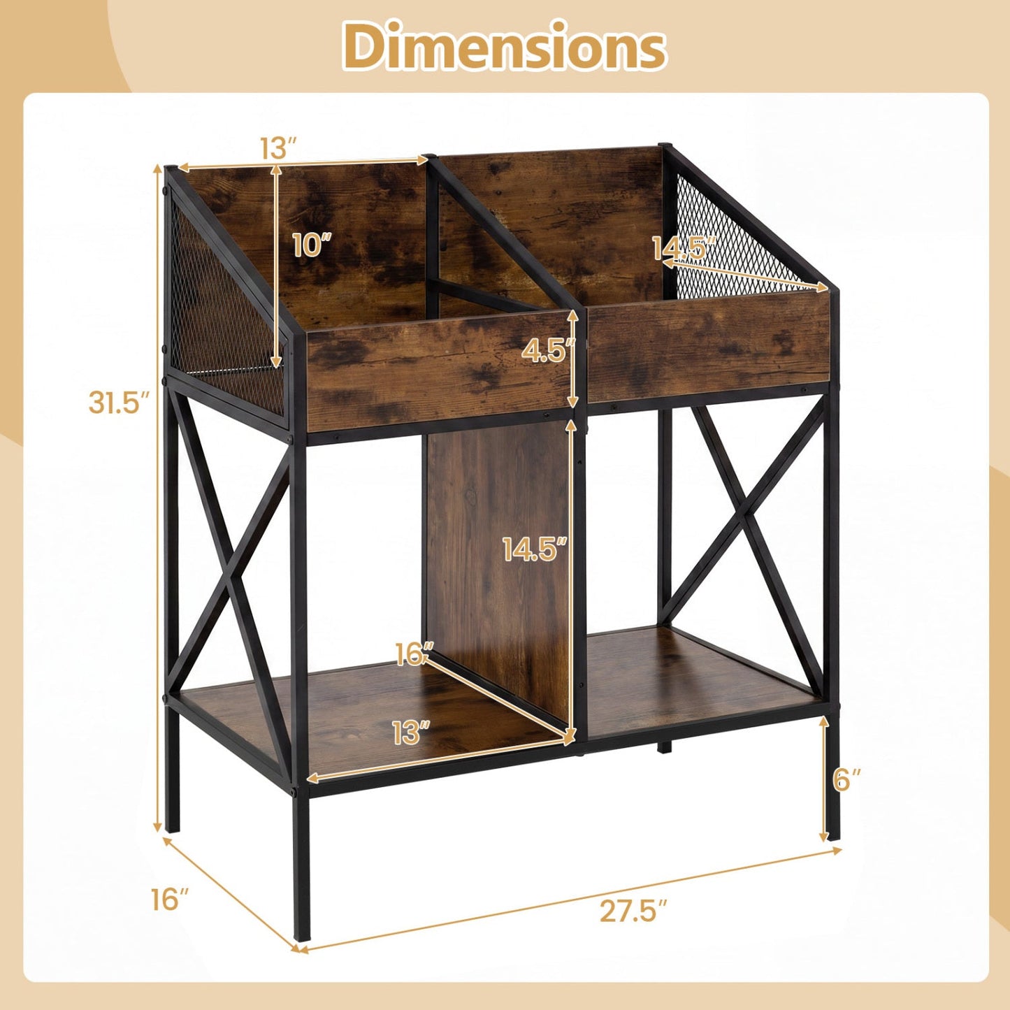 Industrial Vinyl Record Storage Rack with Metal Frame
