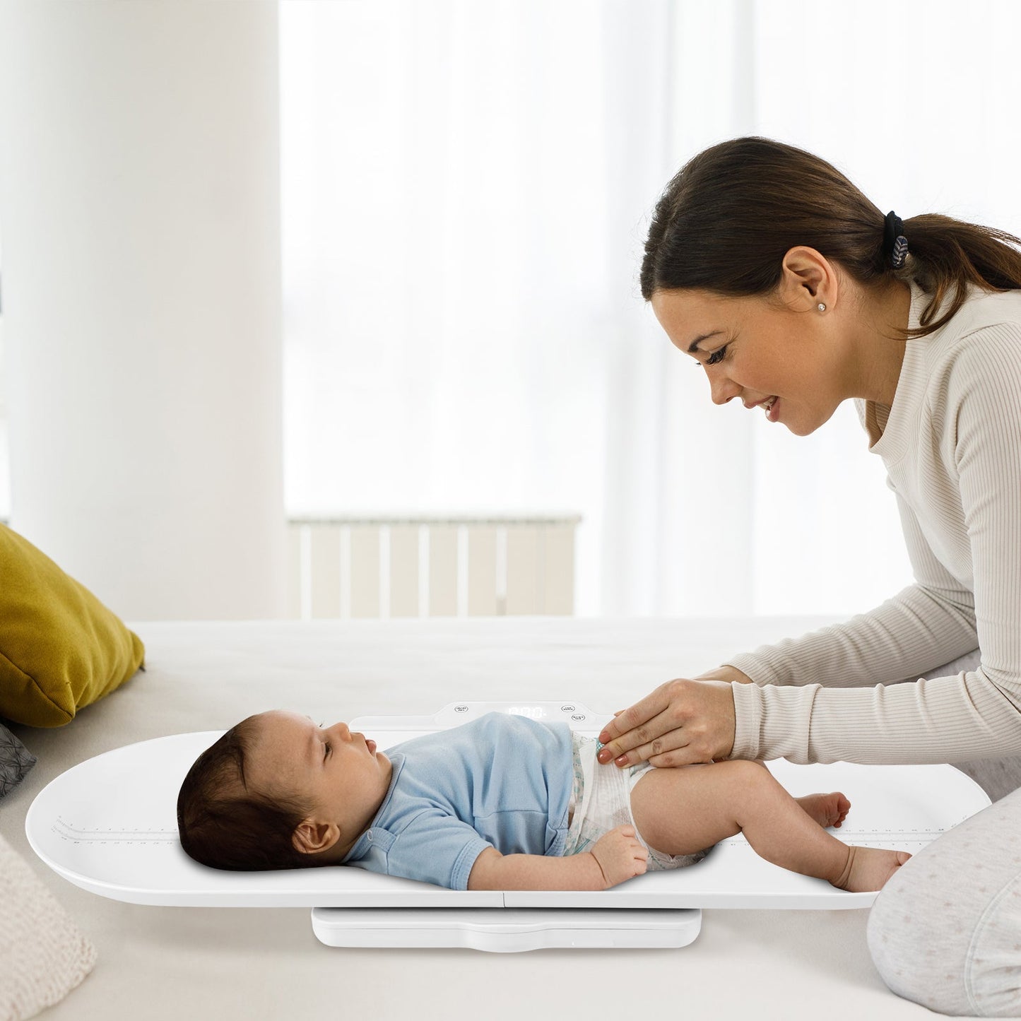 Infant Scale with Detachable Tray for Body Weight and Height Measurement-White