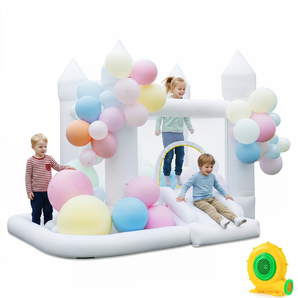 Inflatable Bounce House with Slide, Basketball Hoop & Blower