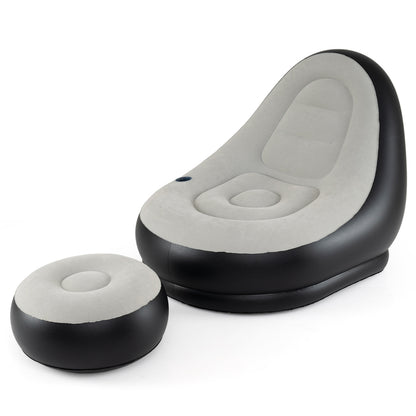 Inflatable Lounge Chair with Ottoman - Flocked Surface