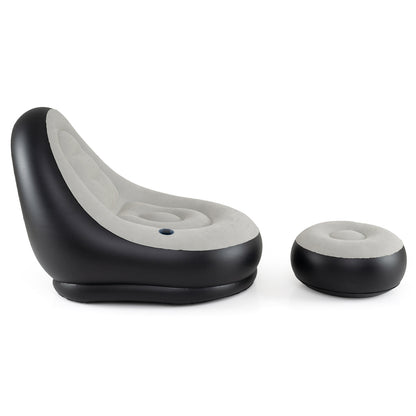 Inflatable Lounge Chair with Ottoman - Flocked Surface