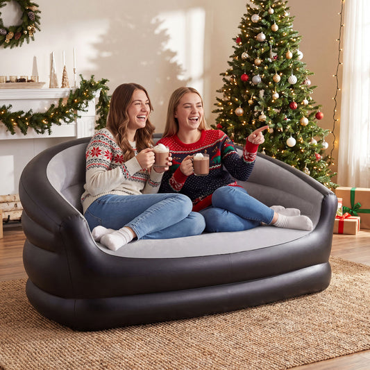 Inflatable Loveseat Couch 2-Seater with Flocked Surface