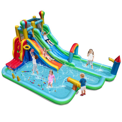 Inflatable Water Slide Park Giant Bounce House with Double Long Slides