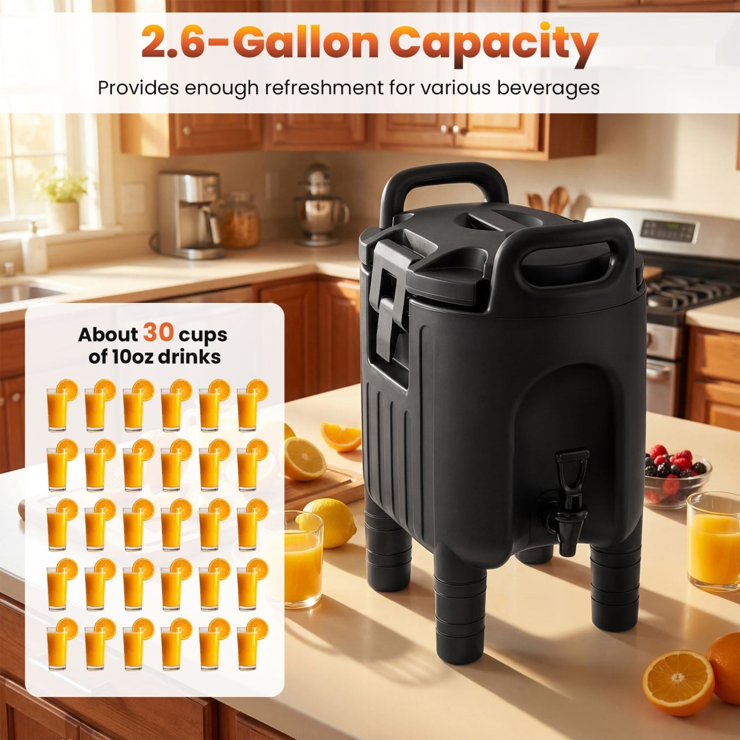 Insulated Beverage Dispensers Set of 2 Hot and Cold Drink Server Carriers with Ergonomic Handles