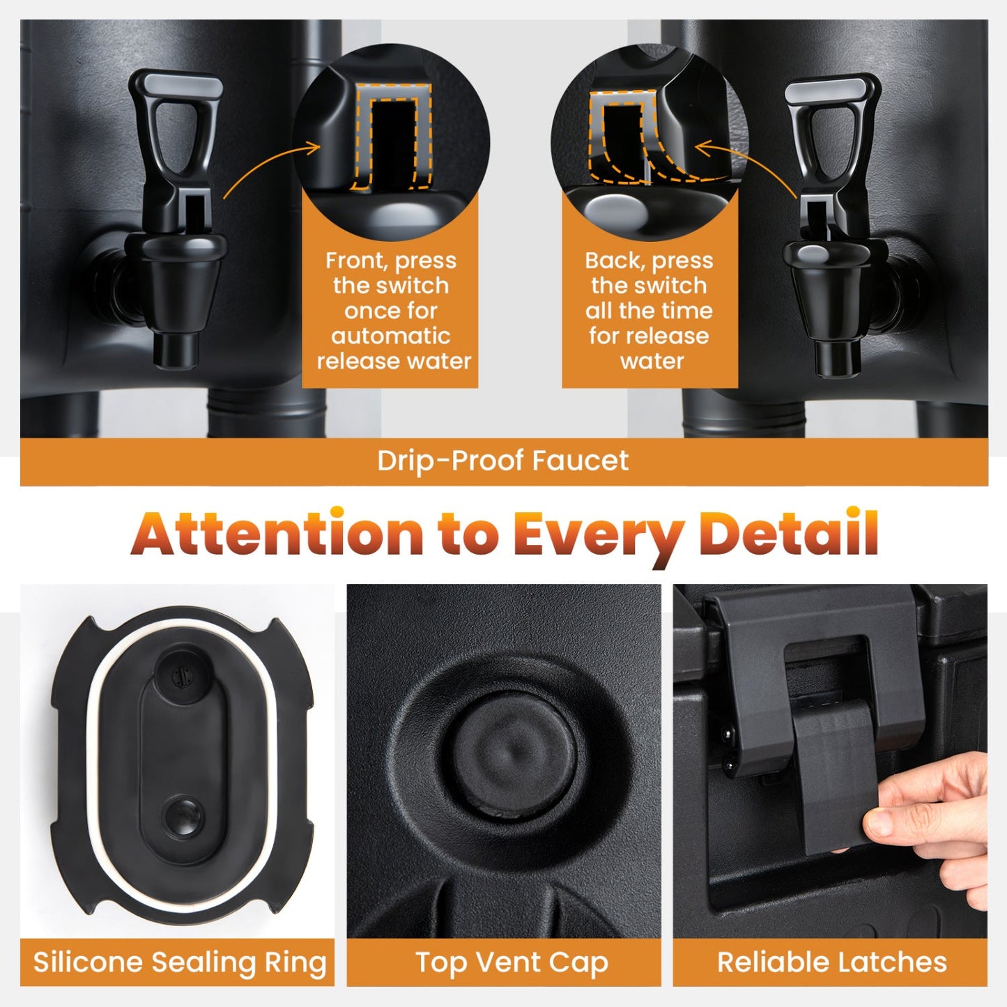 Insulated Beverage Dispensers Set of 2 Hot and Cold Drink Server Carriers with Ergonomic Handles