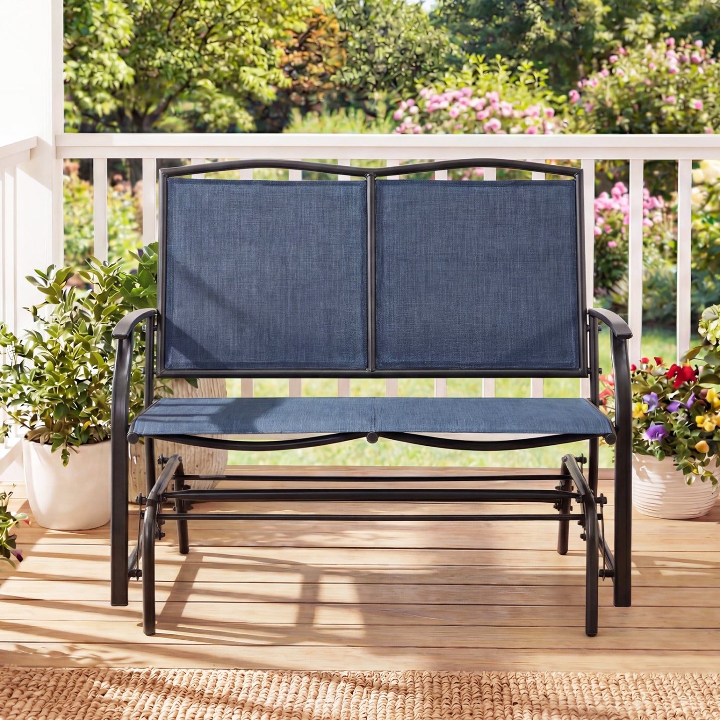 Outdoor Rocking Loveseat for Two - Steel Frame Patio Chair
