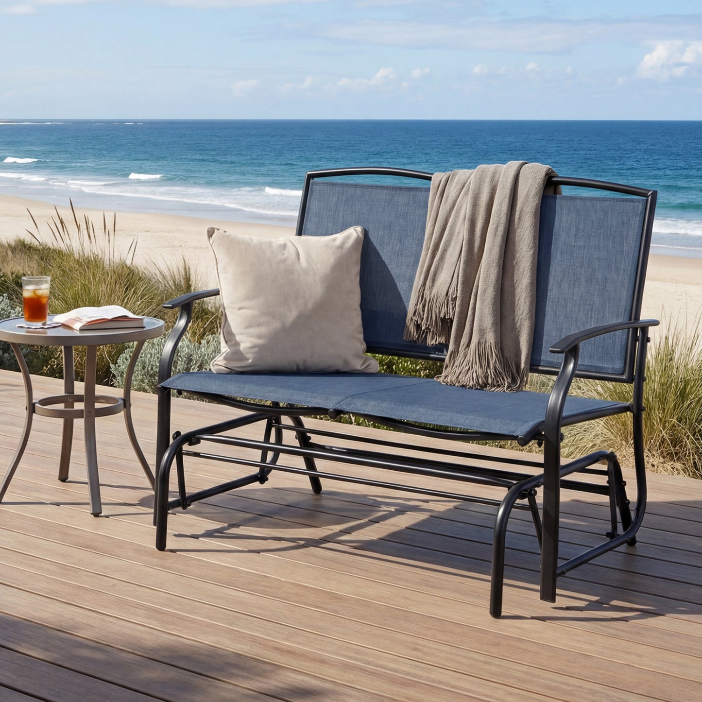 Outdoor Rocking Loveseat for Two - Steel Frame Patio Chair