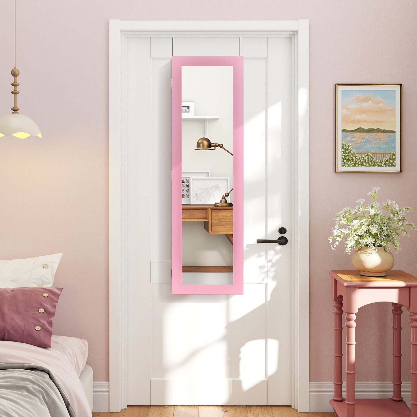 Full Length Mirror Jewelry Cabinet with Wall Mount