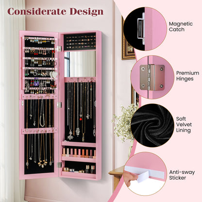 Full Length Mirror Jewelry Cabinet with Wall Mount