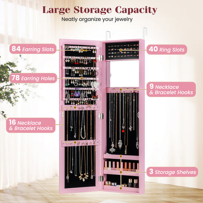 Full Length Mirror Jewelry Cabinet with Wall Mount