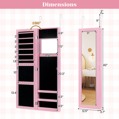 Full Length Mirror Jewelry Cabinet with Wall Mount