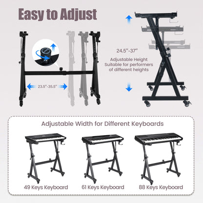 Adjustable Keyboard Stand for 49-88 Key Electric Pianos