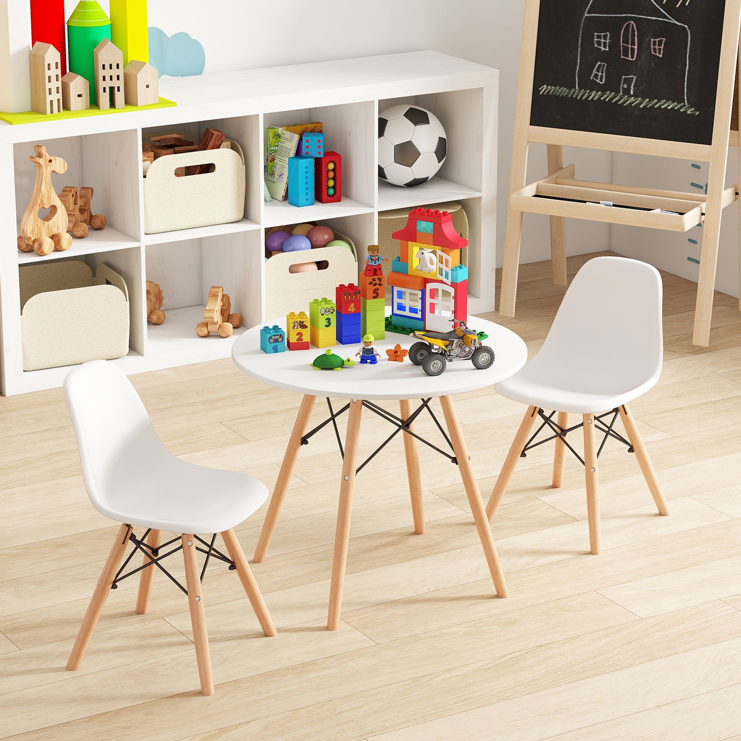 Kids Table and Chair Set with 2 Armless Chairs
