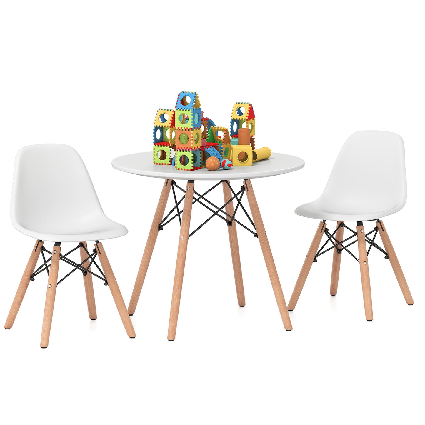 Kids Table and Chair Set with 2 Armless Chairs