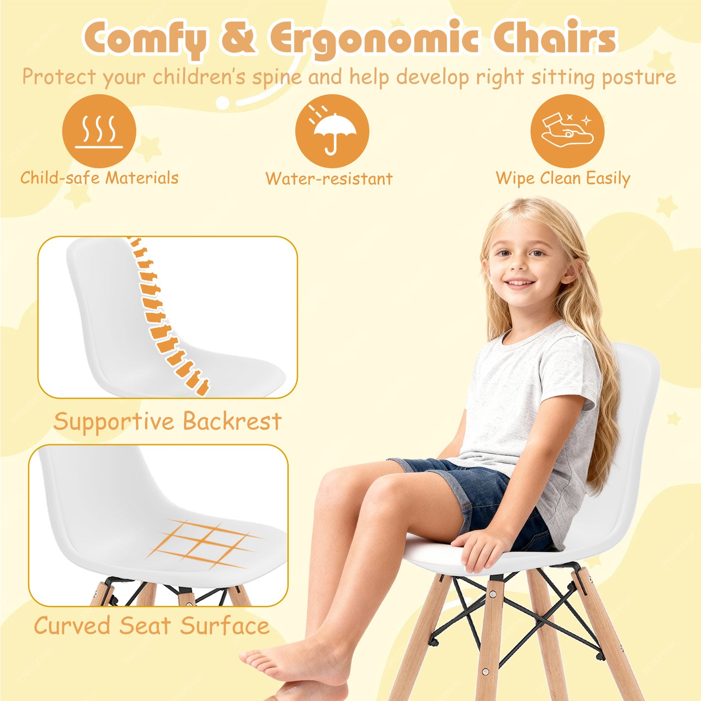 Kids Table and Chair Set with 2 Armless Chairs