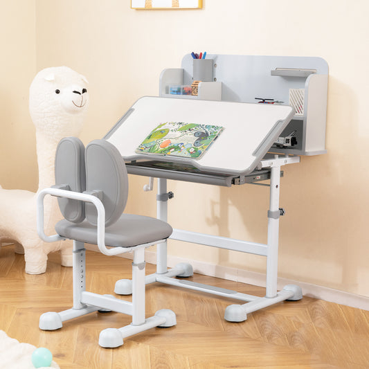 Kids Study Desk and Chair Set with Tilt Desktop
